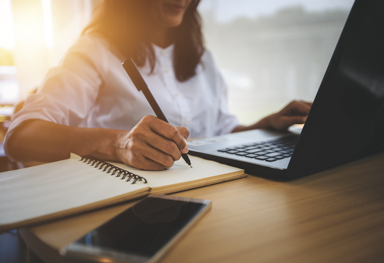 woman researching